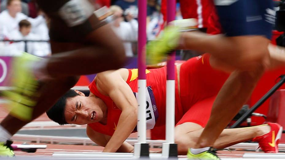 O chinês Liu Xiang nos 110m durante os Jogos Olímpicos de Londres 2012