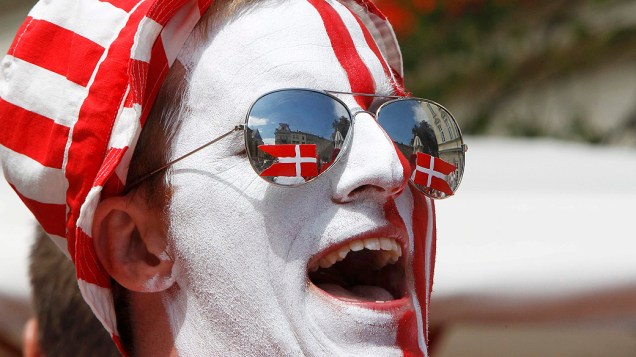 Fã dinamarquês antes da partida entre Dinamarca e Portugal pela Eurocopa 2012