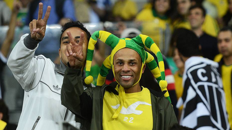 Torcida compareceu em ótimo número na noite desta quarta-feira no amistoso entre Brasil e Chile no estádio do Mineirão, em Belo Horizonte