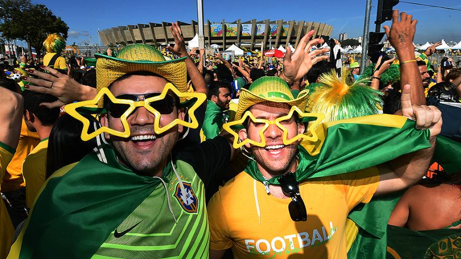 Torcedores antes da partida entre Brasil e Chile