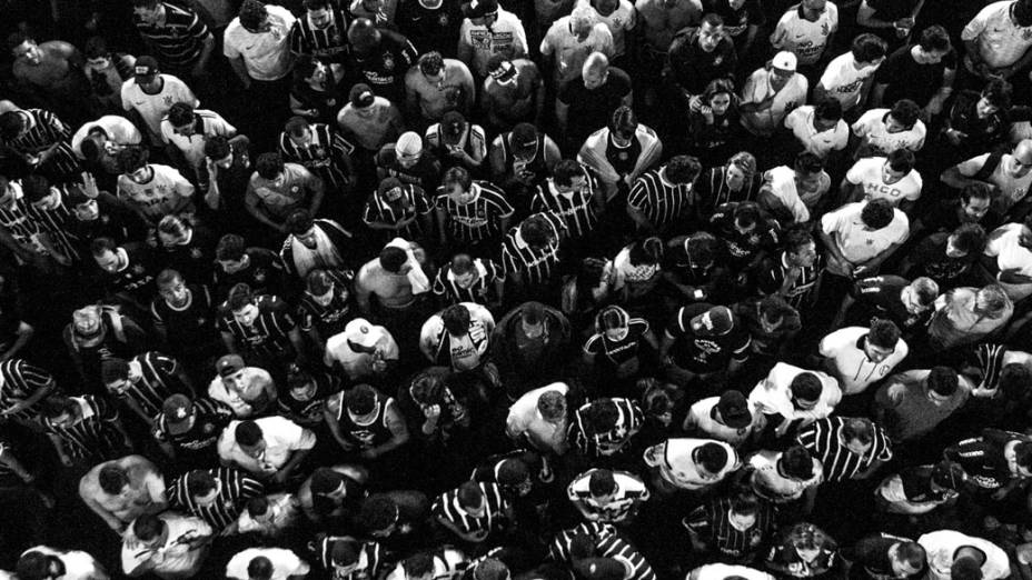 Torcida durante jogo do Corinthians contra Boca Juniors pela copa Libertadores no estádio do Pacaembu