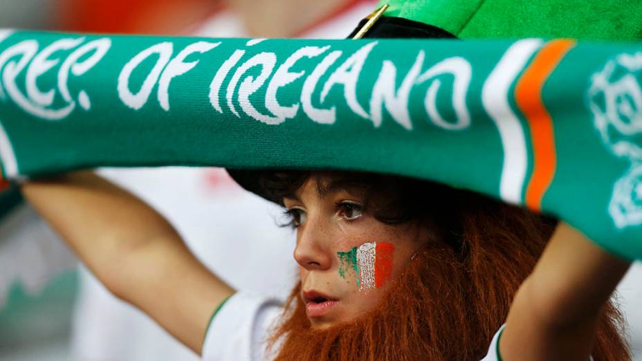 Torcedor da República da Irlanda antes da partida contra a Itália válida pela 3ª rodada da Eurocopa 2012