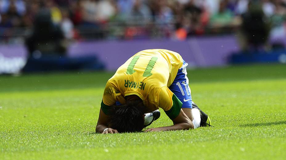 Neymar durante a final Olímpica de futebol, entre Brasil e México em Wembley