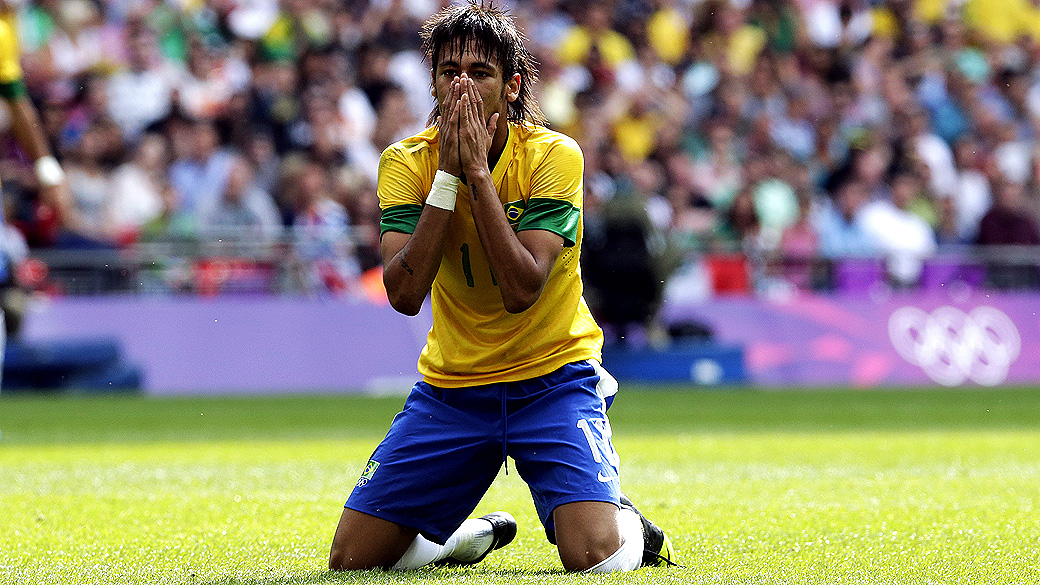 Neymar depois da final Olímpica de futebol, entre Brasil e México em Wembley