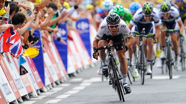 Mark Cavendish da Grã-Bretanha, vencedor da 18ª etapa do Tour de France de ciclismo realizada entre Blagnac e Brive-La-Gaillarde, na França