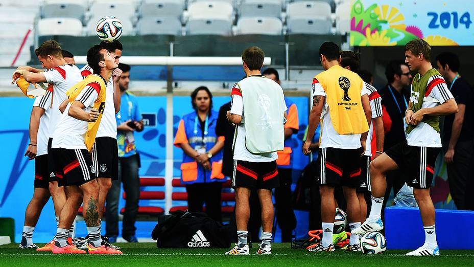 Treino da seleção da Alemanha antes do jogo contra o Brasil no Mineirão, em Belo Horizonte