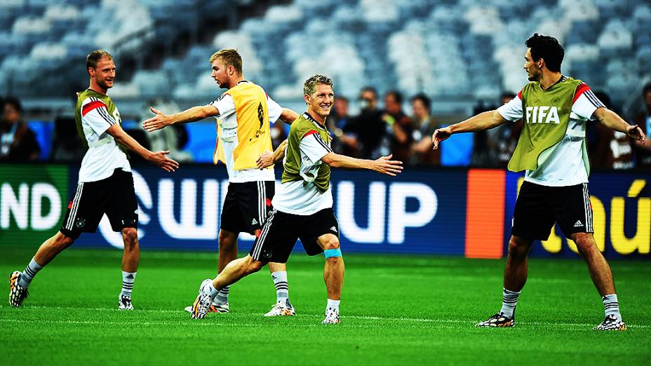 Treino da seleção da Alemanha antes do jogo contra o Brasil no Mineirão, em Belo Horizonte