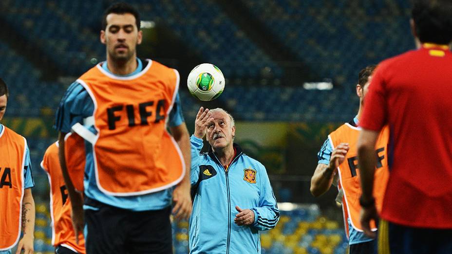 Treino da seleção espanhola para a final da Copa das Confederações, no Maracanã