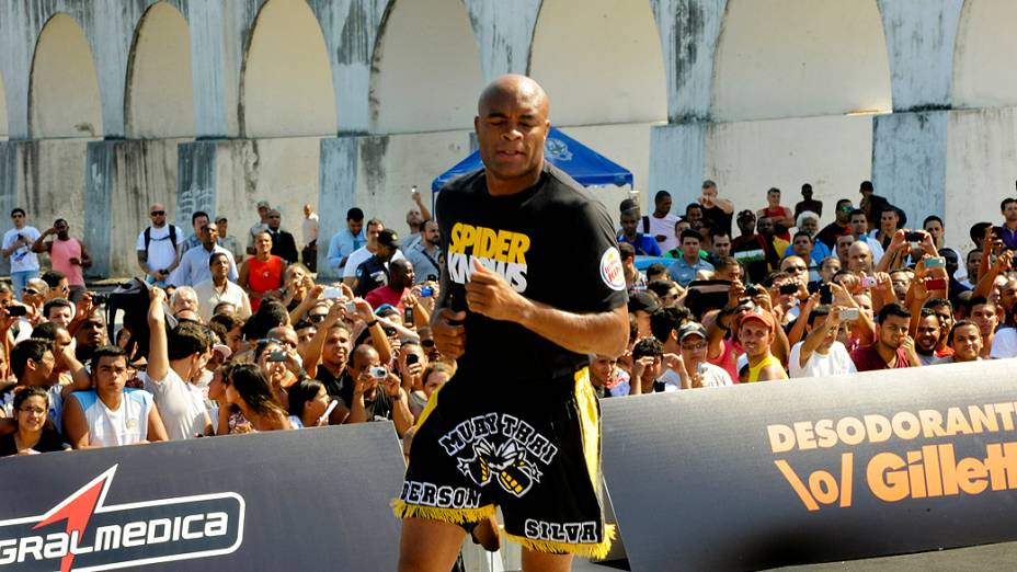 Anderson Silva, durante treino livre do UFC, no Rio de Janeiro