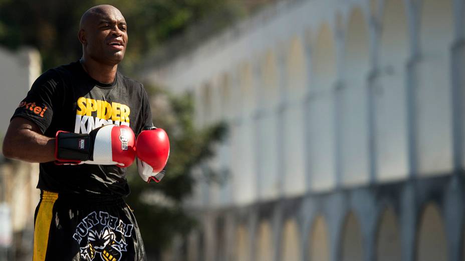 Anderson Silva, durante treino livre do UFC, no Rio de Janeiro  