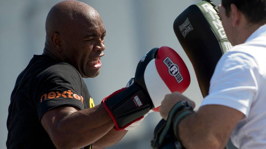 Anderson Silva, durante treino livre do UFC, no Rio de Janeiro