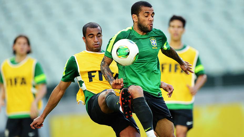 Treino da Seleção Brasileira em Fortaleza antes do jogo contra o México, em 18/06/2013