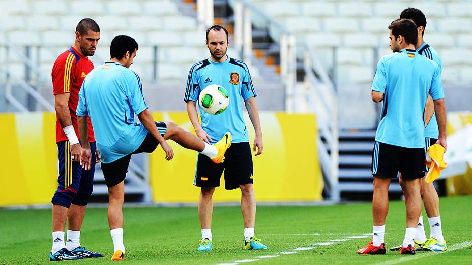 Treino da seleção da Espanha, antes da semifinal contra a Itália, pela Copa das Confederações, em Fortaleza