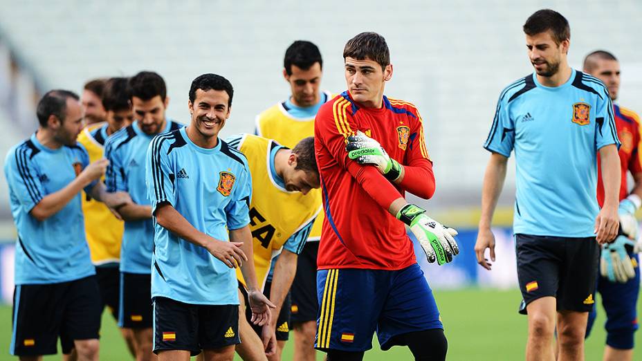 Treino da seleção da Espanha, antes da semifinal contra a Itália, pela Copa das Confederações, em Fortaleza