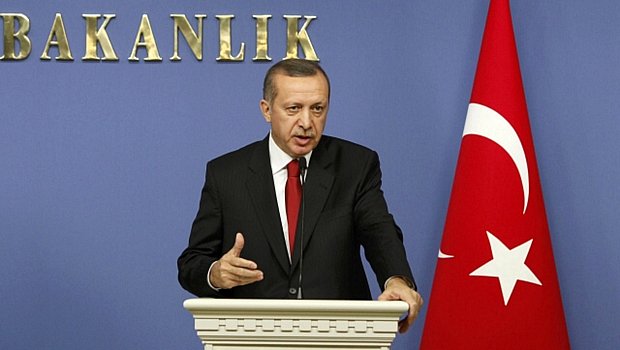 O primeiro-ministro turco, Recep Tayyip Erdogan, em entrevista coletiva