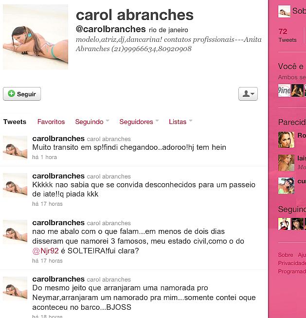 Twitter de Carol Abranches (Reprodução)