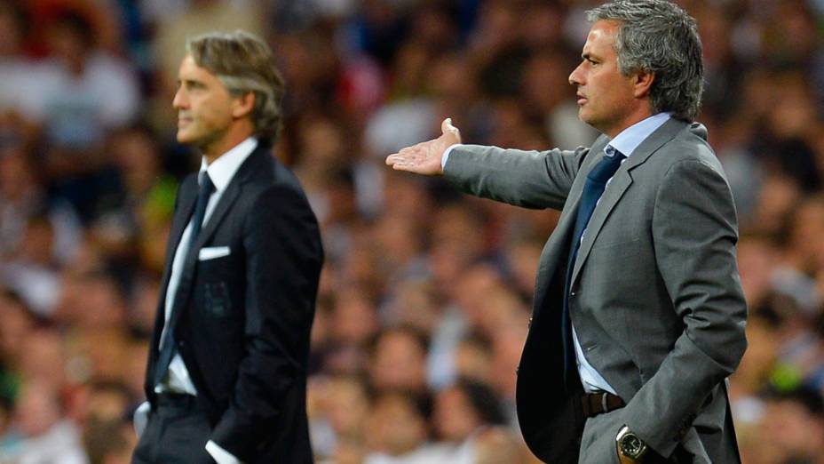 José Mourinho e Roberto Mancini, técnicos de Real Madrid e Manchester City