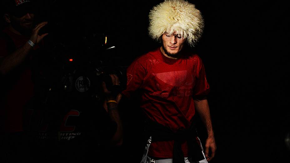 O russo Khabib Nurmagomedov durante pesagem do UFC São Paulo, no Ginásio do Ibirapuera