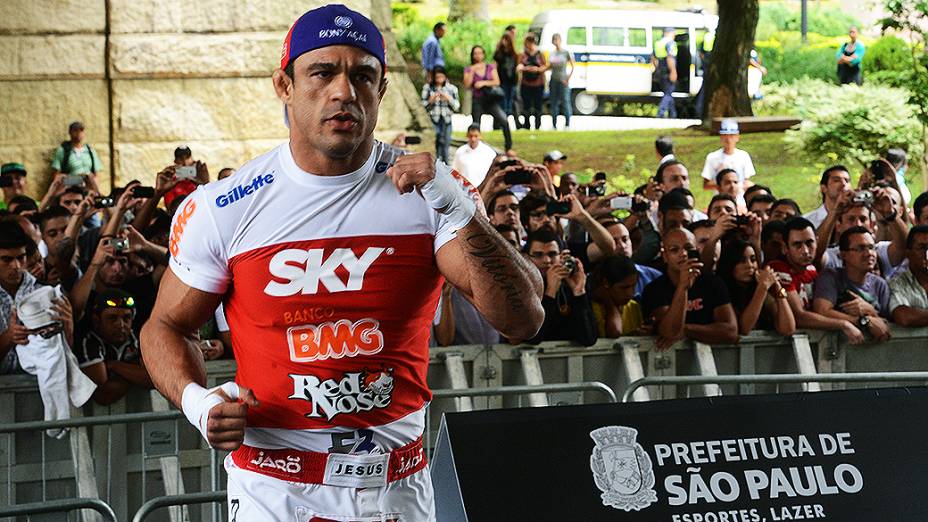 Vitor Belfort durante treino no Vale do Anhangabaú, em São Paulo