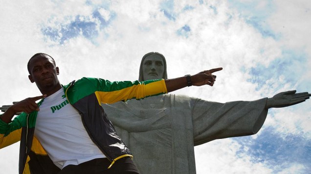 Usain Bolt visitou o Cristo Redentor
