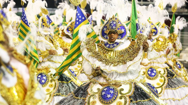 A escola de samba Vai-Vai no primeiro dia do Carnaval, em São Paulo