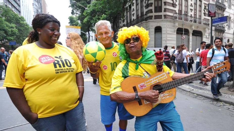 Movimentação antes do protesto Veta Dilma, no Rio de Janeiro