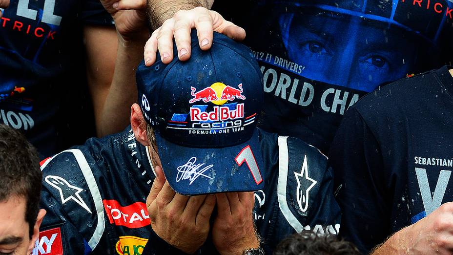 Vettel após a vitória no GP do Brasil 2012, no Autódromo de Interlagos