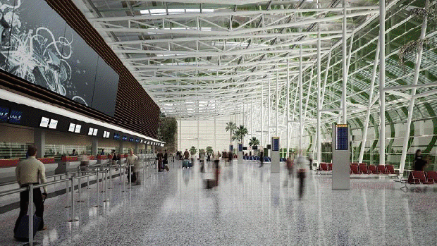 Projeto da área de embarque do terminal de passageiros do aeroporto, em Natal