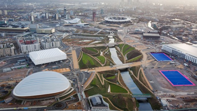 Vista aérea do Parque Olímpico que está em construção para as Olimpíadas de Londres em 2012