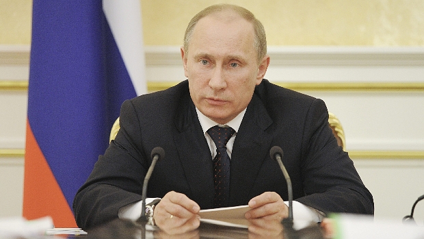 Vladimir Putin em uma reunião governamental em Moscou
