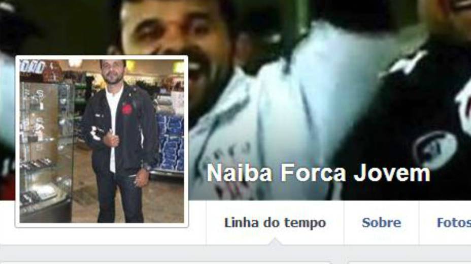 A página de Naíba no Facebook: torcedor da Força Jovem do Vasco usava uma bermuda azul e foi filmado agredindo torcedores do Atlético-PR