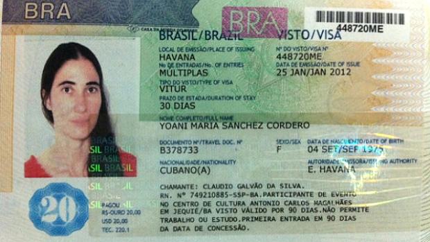 Yoani tem o visto brasileiro, mas está proibida de deixar Cuba