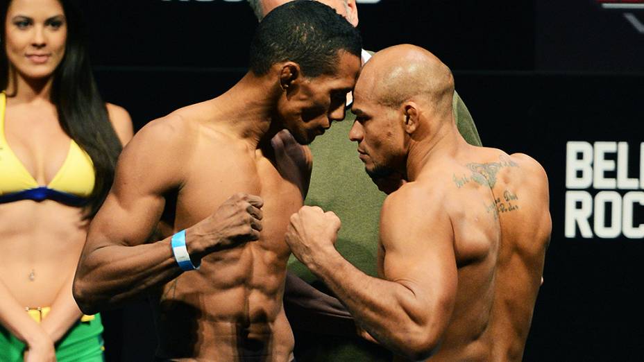 Yuri Alcantara e Illarde Santos durante a pesagem do UFC Jaraguá do Sul em (SC)