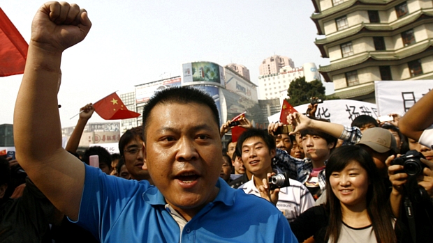 Em Zhengzhou, norte da China, manifestantes protestaram contra o Japão