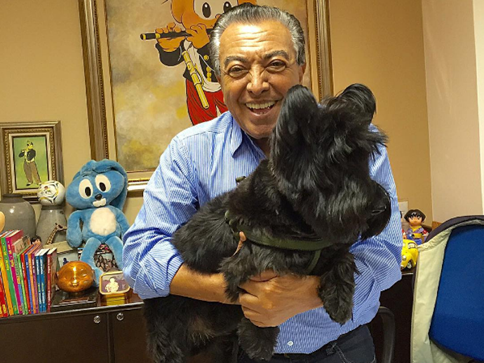 Mauricio de Sousa e o cachorro Bidu