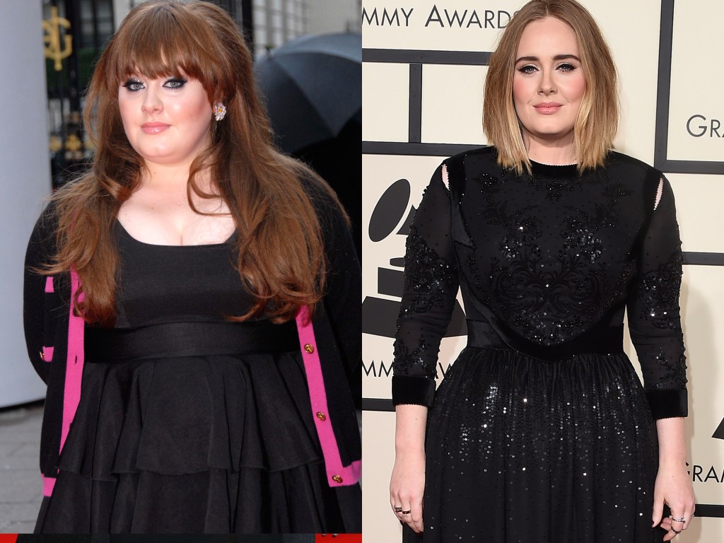 Adele em 2008 e em 2016