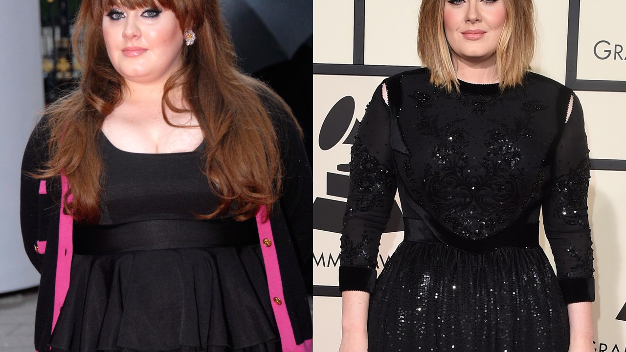 Adele em 2008 e em 2016