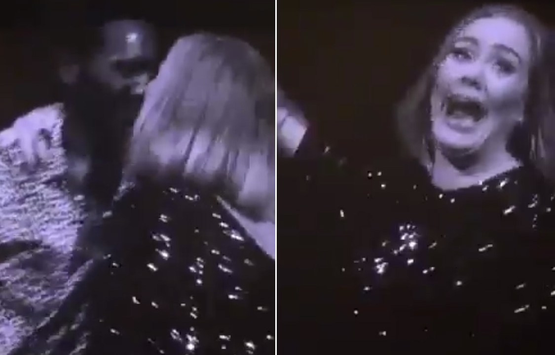 Adele beija fã durante show