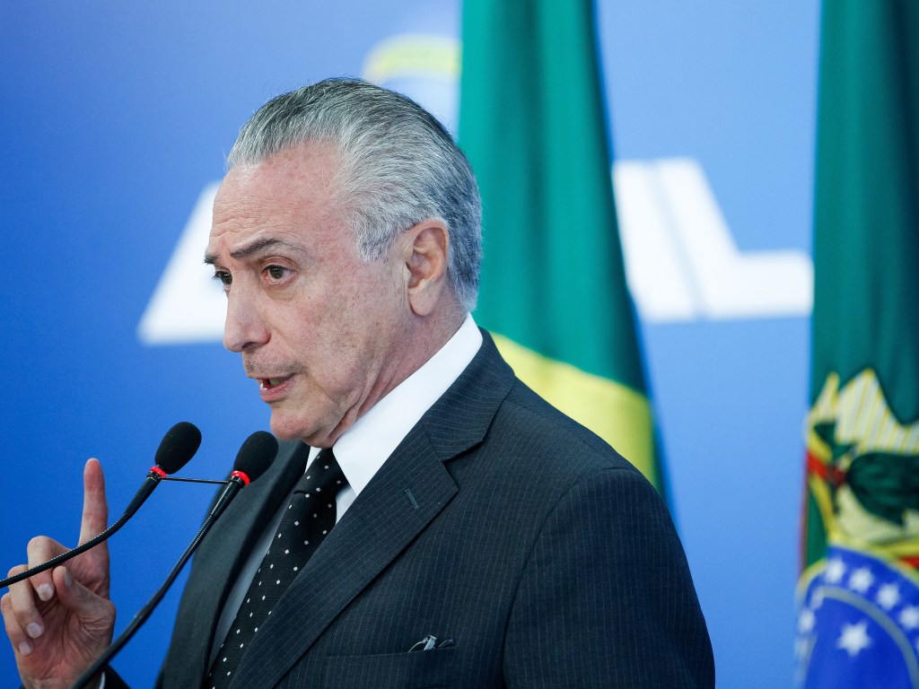 Presidente Interino Michel Temer durante coletiva de imprensa em Brasília (DF)