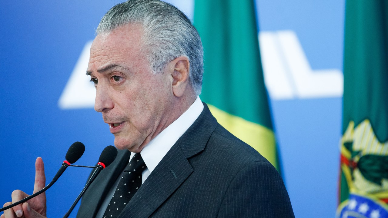 Presidente Interino Michel Temer durante coletiva de imprensa em Brasília (DF)