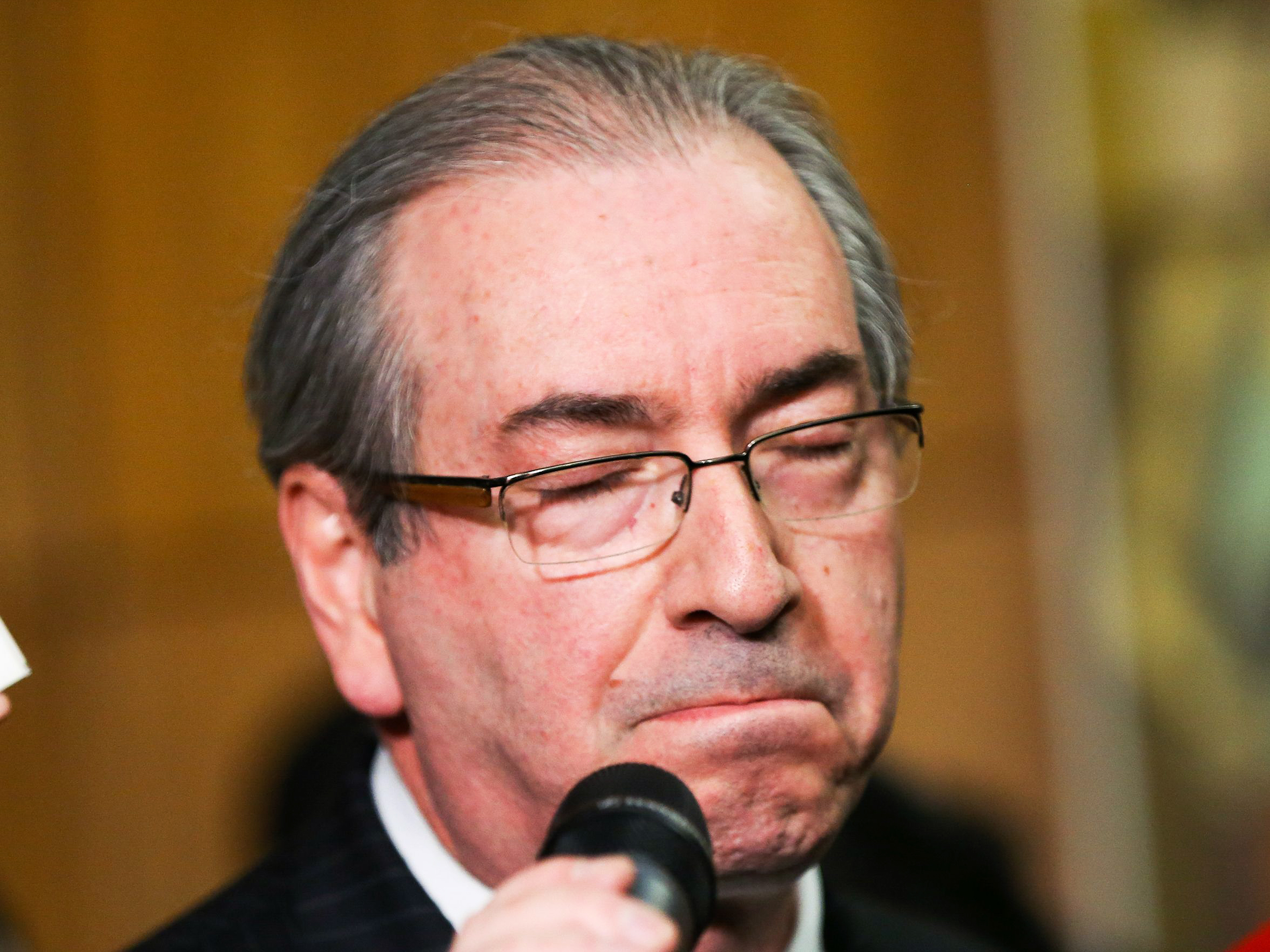 O ex-presidente da Câmara dos Deputados, Eduardo Cunha, durante leitura de sua carta de renúncia - 07/07/2016
