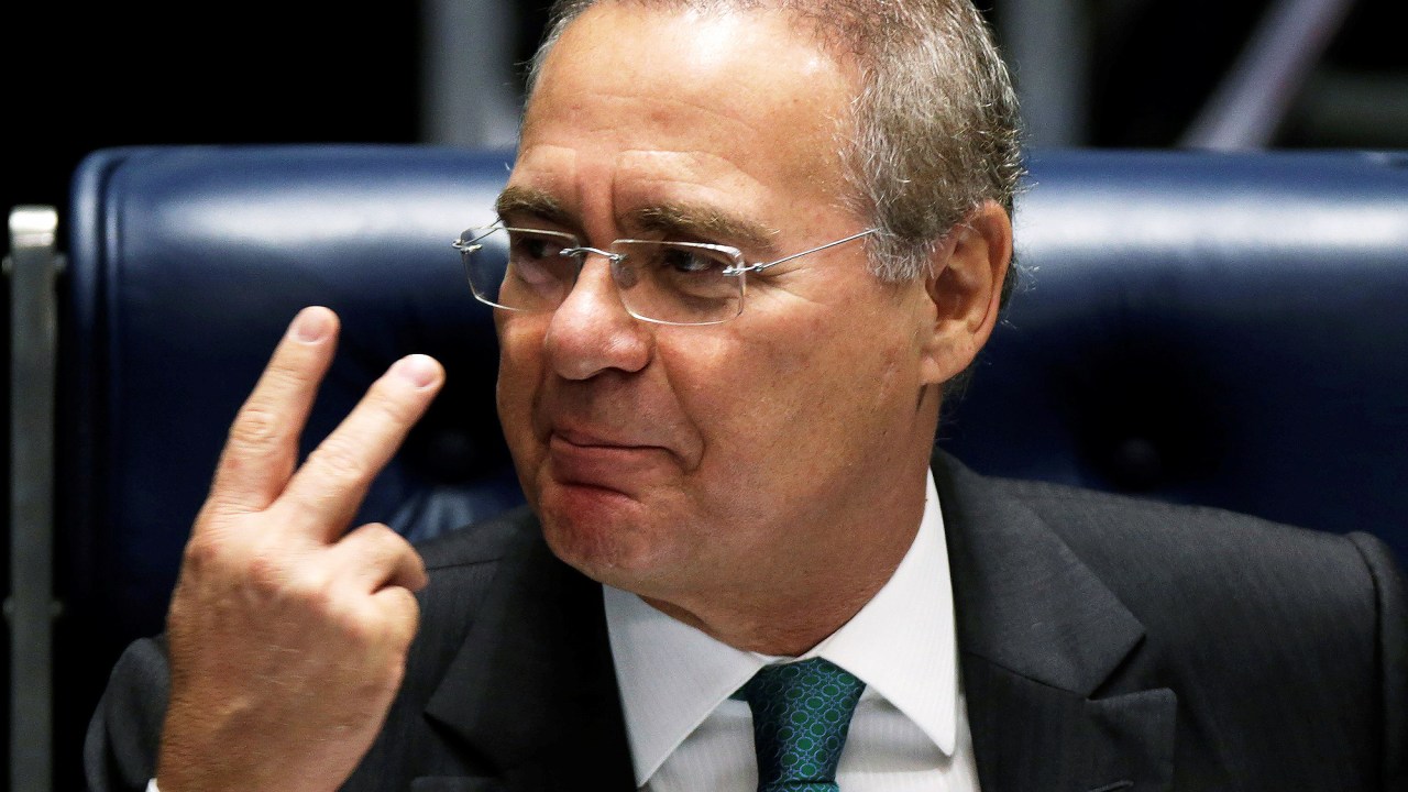 O presidente do Senado Renan Calheiros (PMDB-AL) durante sessão que decide pelo afastamento de Dilma Rousseff - 11/05/2016