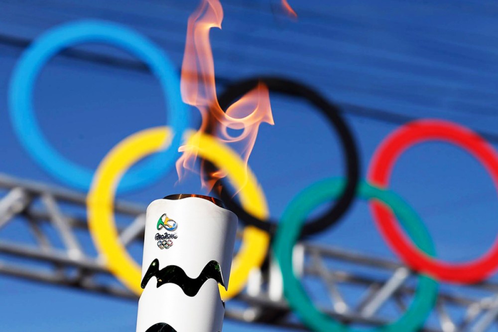 Desenho de Argolas dos jogos olimpícos pintado e colorido por