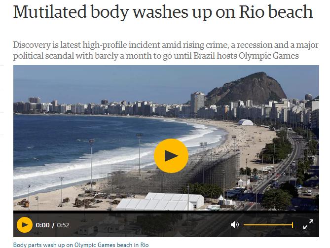 Jornal britânico The Guardian destacou o corpo esquartejado encontrado em Copacabana