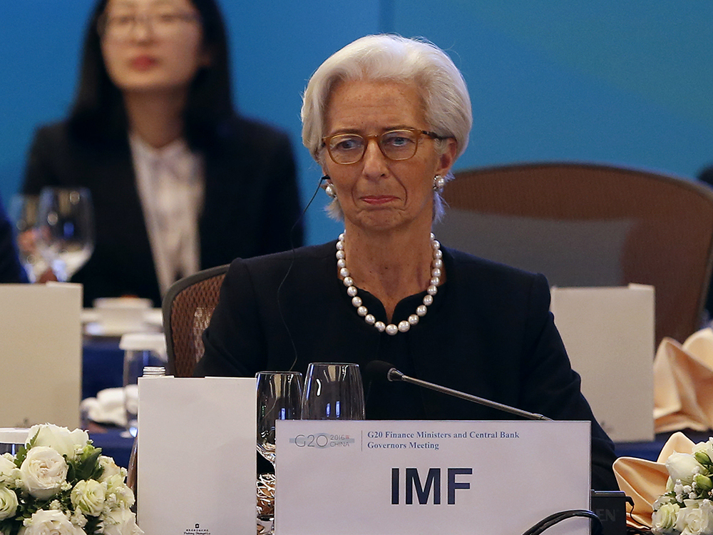 Christine Lagarde durante reunião na China