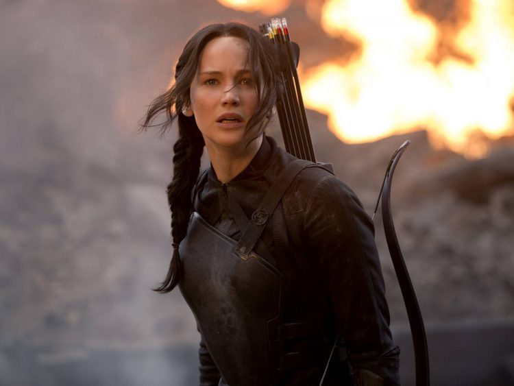 Protagonista, personagem Katniss, em cena do filme 'Jogos Vorazes: A Esperança - Parte I'