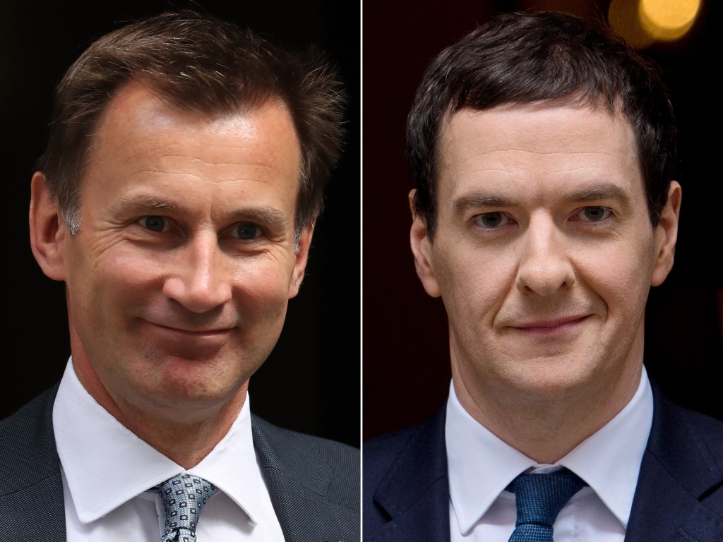 Jeremy Hunt e George Osborne, ministros de Saúde e das Finanças do Reino Unido
