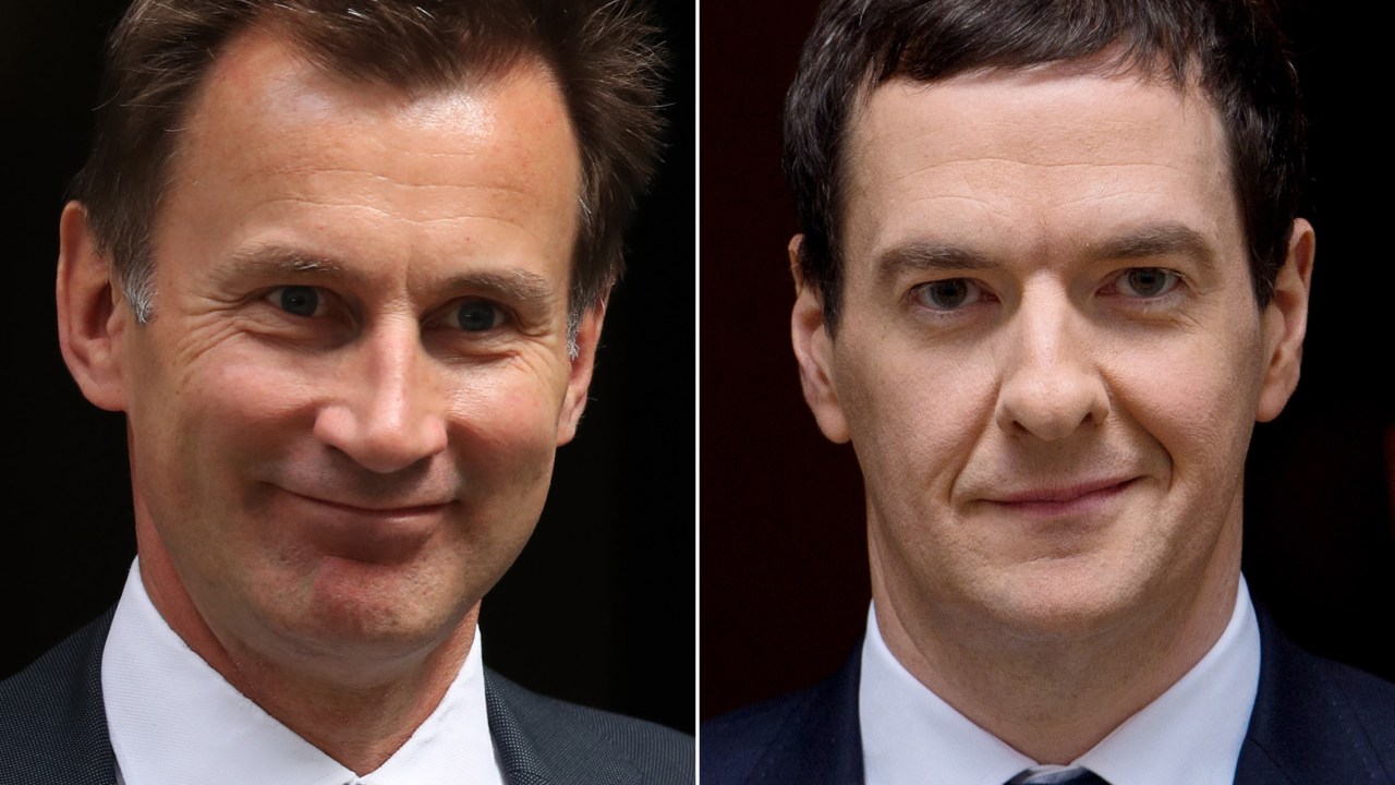 Jeremy Hunt e George Osborne, ministros de Saúde e das Finanças do Reino Unido