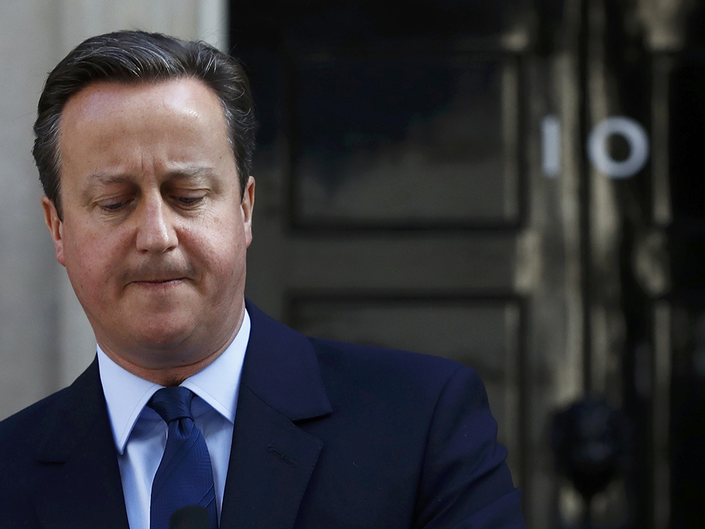O primeiro-ministro britânico, David Cameron, discursa após o resultado oficial do referendo ser anunciado. 51,89% dos eleitores escolheram através de votação manual, a saída do Reino Unido da União Europeia - 24/06/2016