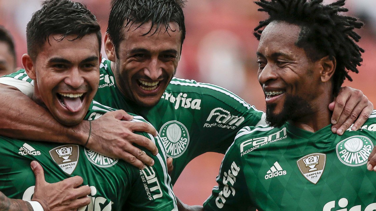 Dudu comemora seu gol - Partida entre Palmeiras e Santa Cruz, válida pela 9ª rodada do Campeonato Brasileiro de Futebol 2016, realizada no estádio Allianz Parque, em São Paulo
